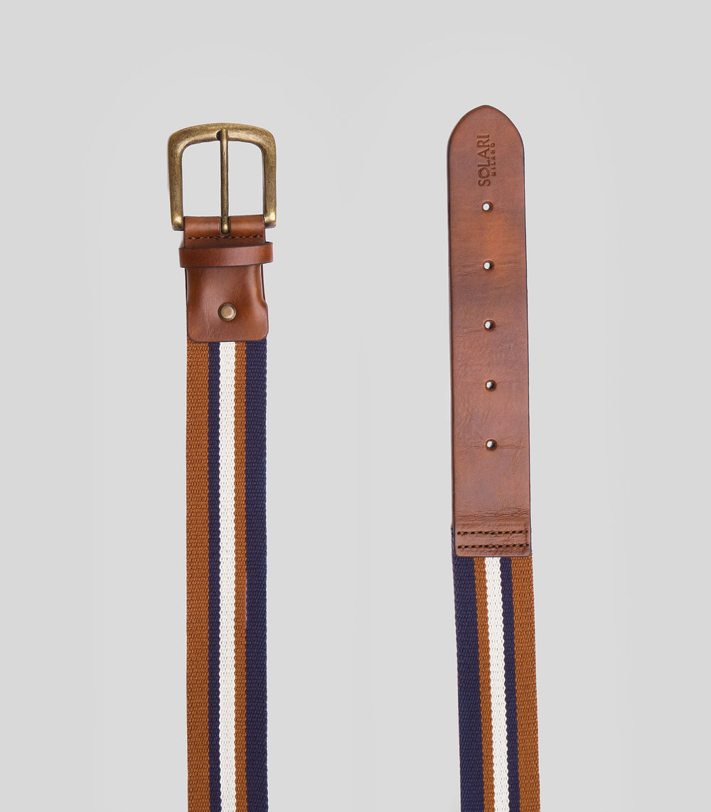Ceinture vegan tricolore marron bleu blanc solari éco responsable