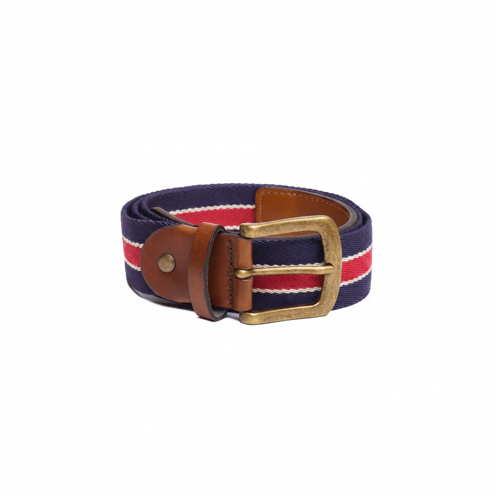 Ceinture vegan homme bleu rouge blanc 