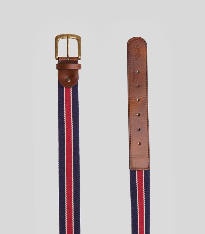 Ceinture vegan homme bleu rouge blanc 
