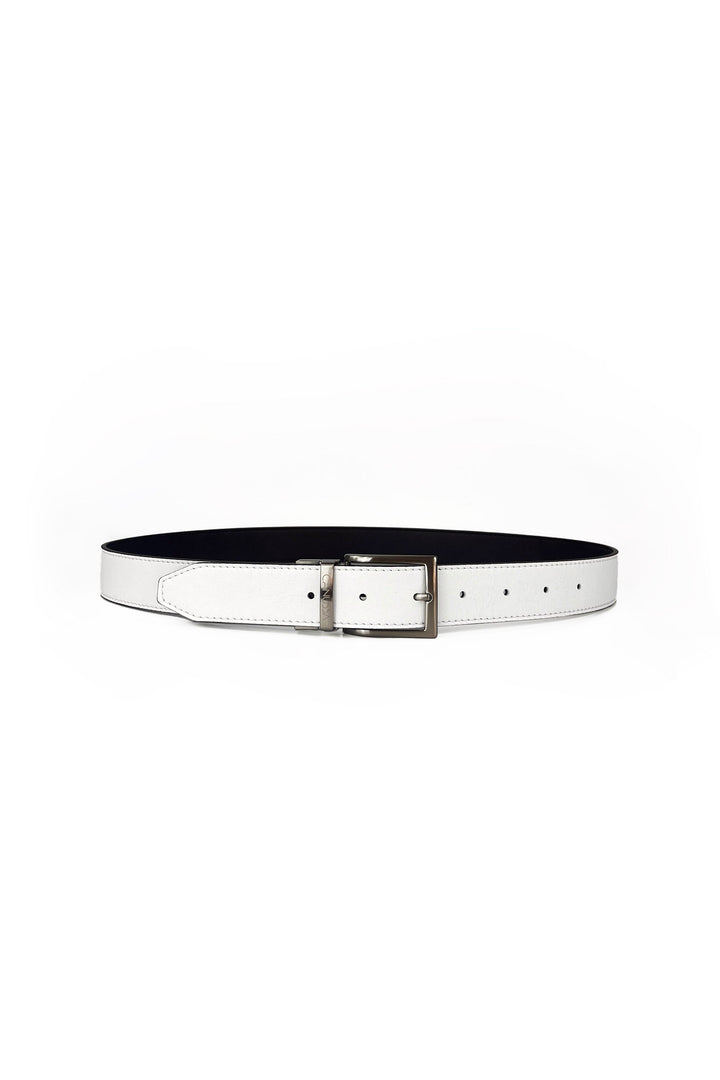 ceinture réversible en cuir vegan blanc et marron