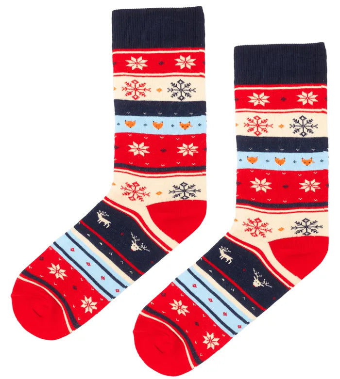 Socken mit Schneeflockenmustern
