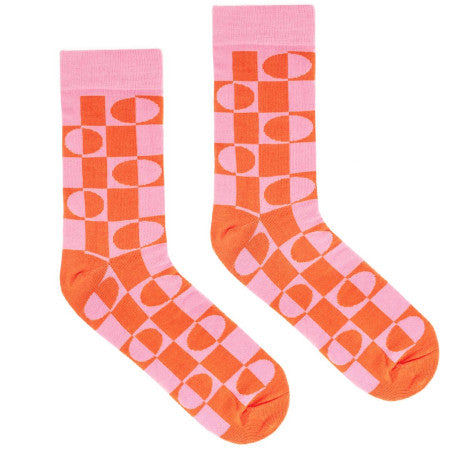 Chaussettes à motifs vintage orange et rose