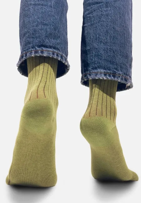 chaussettes cotelées vertes