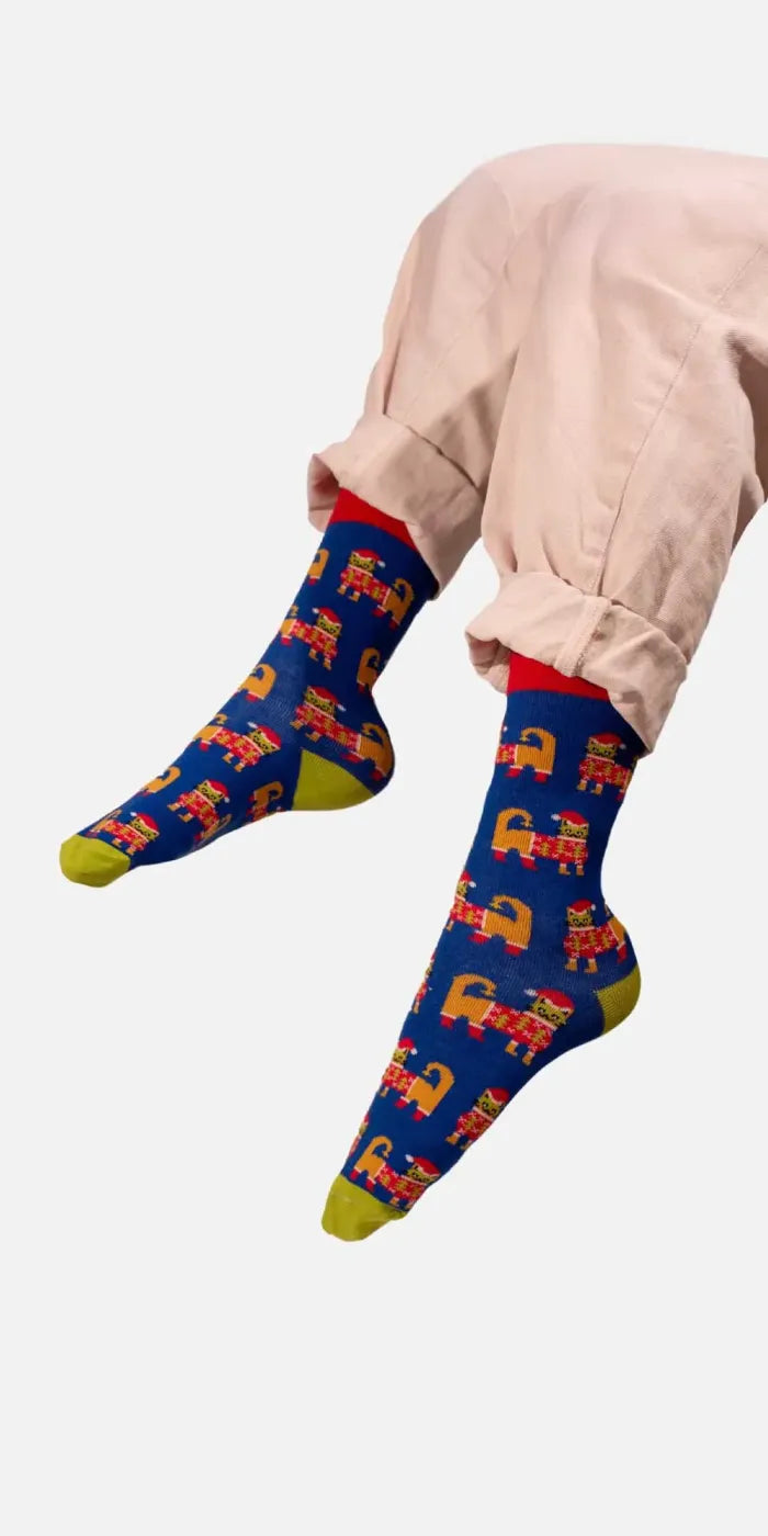 chaussettes motifs chats père noël