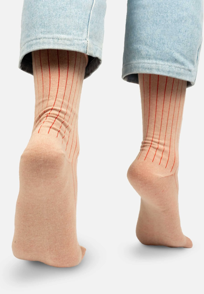 chaussettes rayées cotelées ecologiques