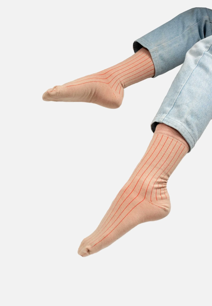 chaussettes rayées cotelées ecologiques