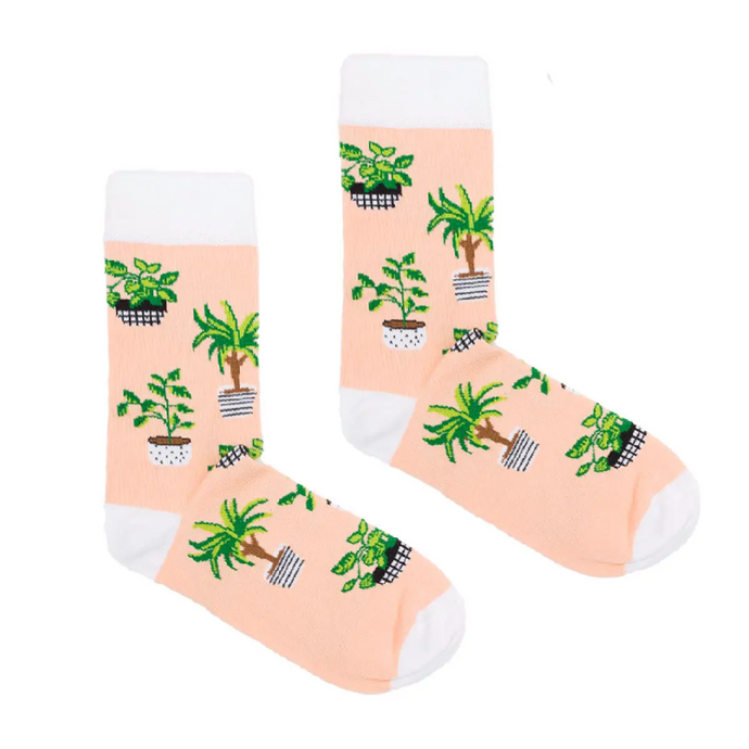 chaussettes avec motifs de plantes vertes