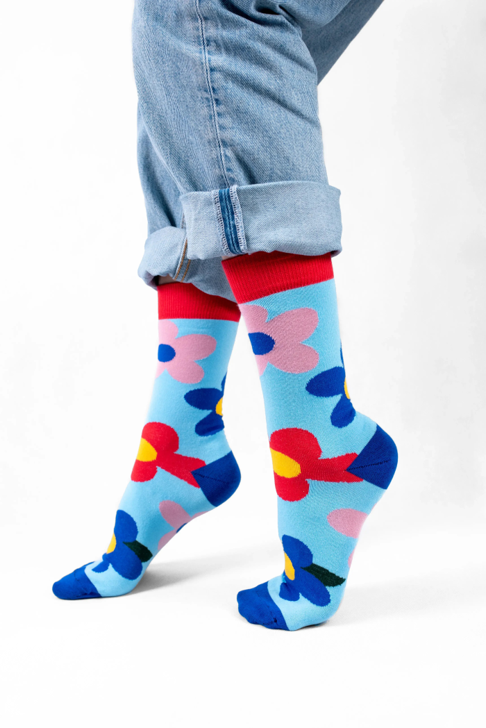 Chaussettes colorées à fleurs