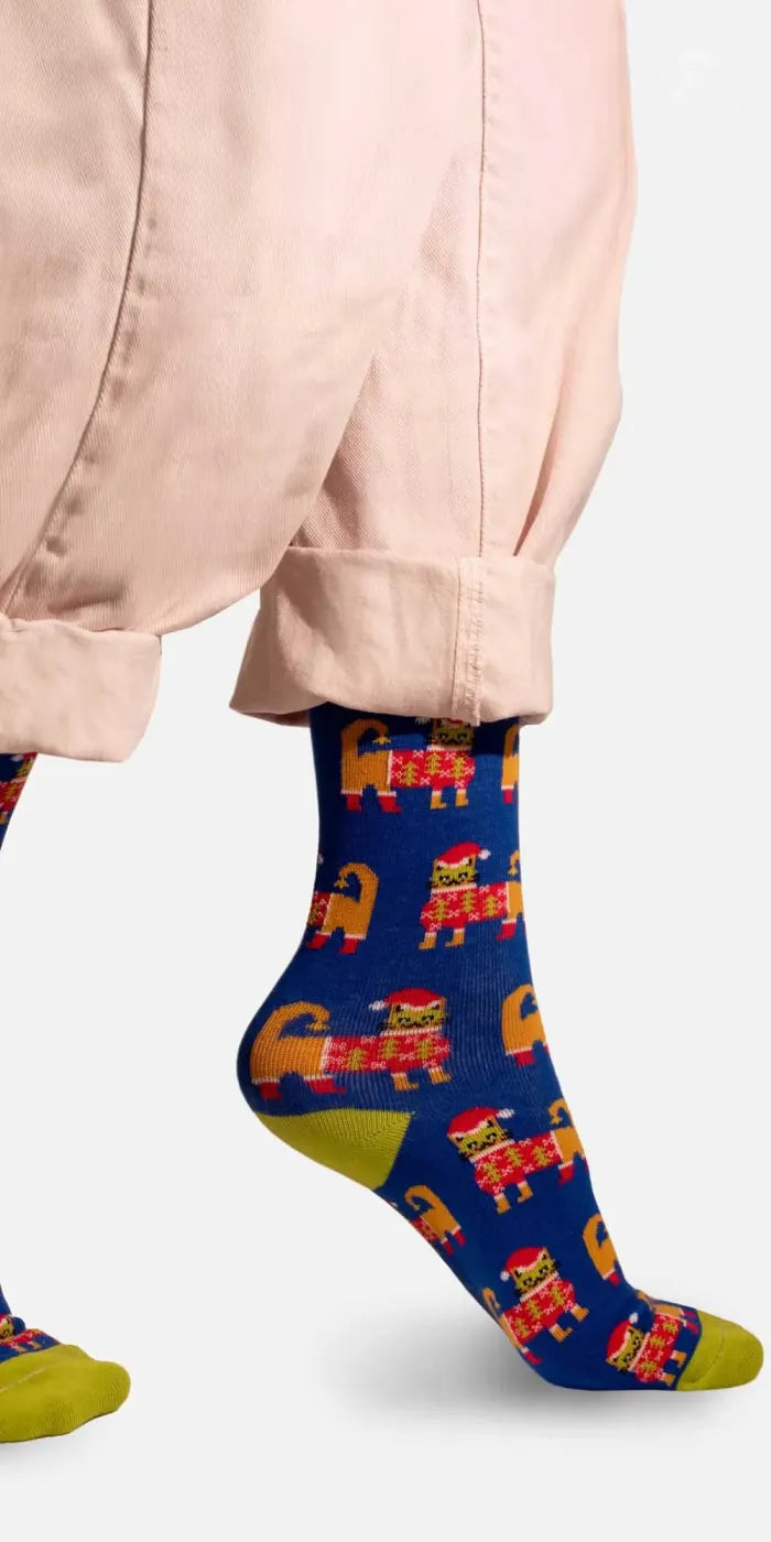 chaussettes motifs chats père noël