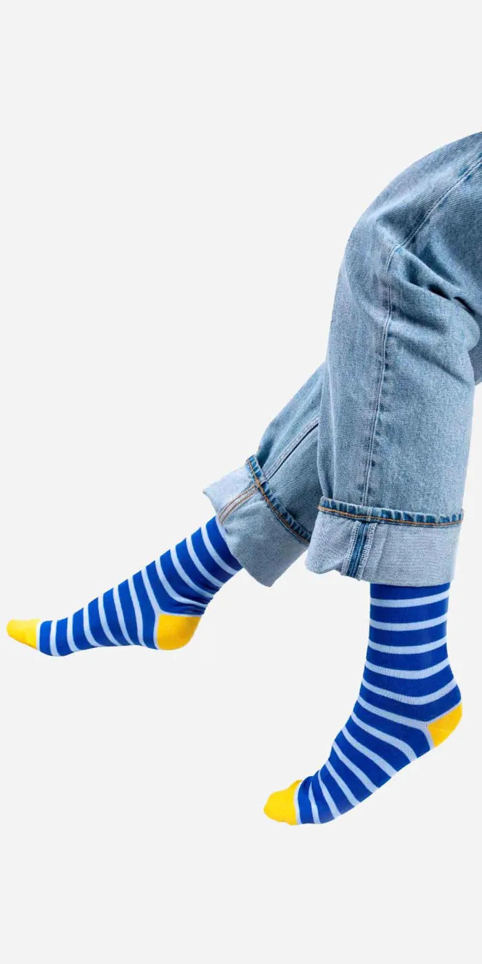 chaussettes à rayures bleu