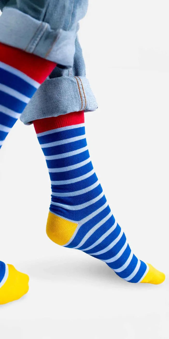 chaussettes à rayures bleu