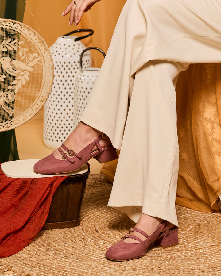 Chaussures babies vegan de la marque Minuit sur Terre, modèle Harmonie Bois de Rose