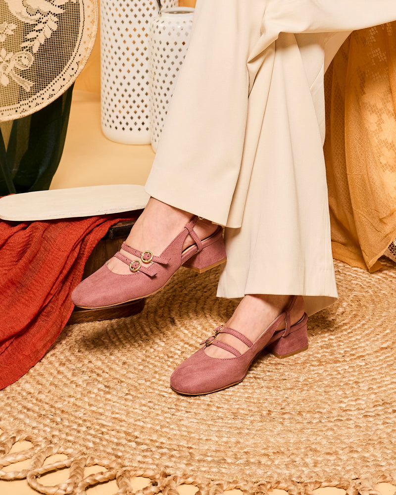 Chaussures babies vegan de la marque Minuit sur Terre, modèle Harmonie Bois de Rose