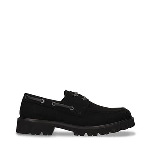 chaussures bateau daim vegan noires