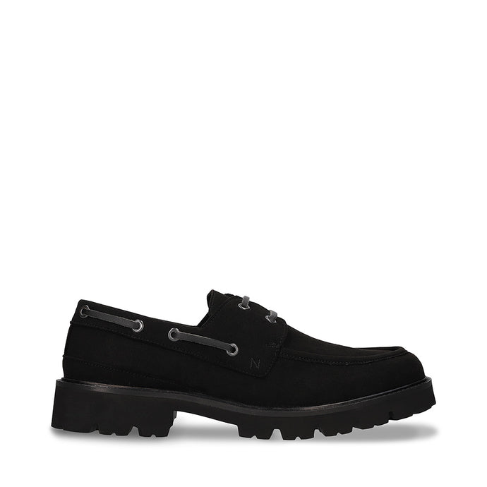 chaussures bateau daim vegan noires