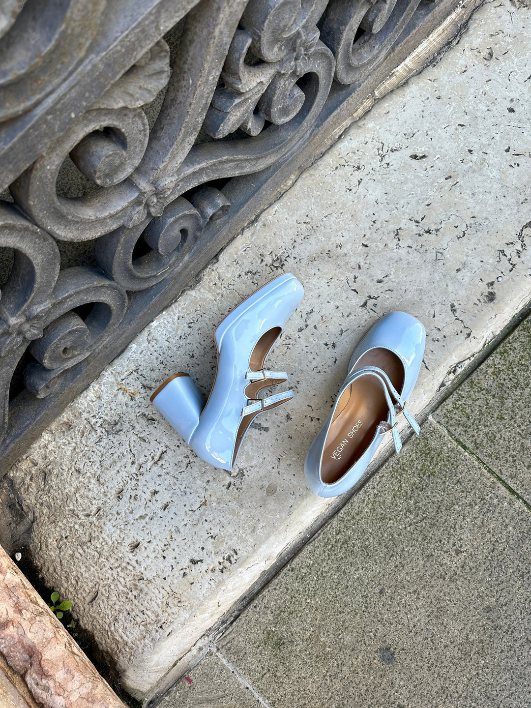 chaussures mary jane bleu vernis