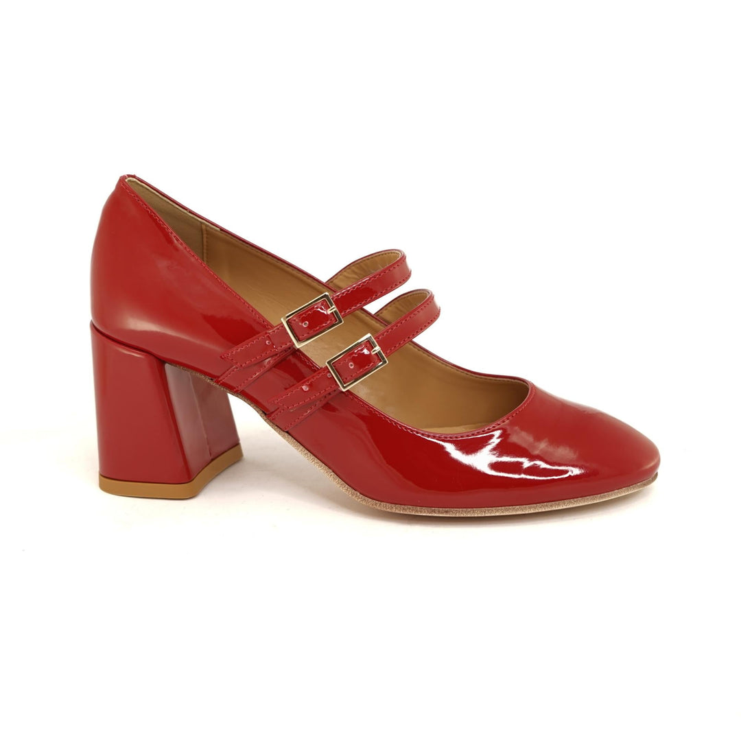 chaussures à talon Mary Jane rouge