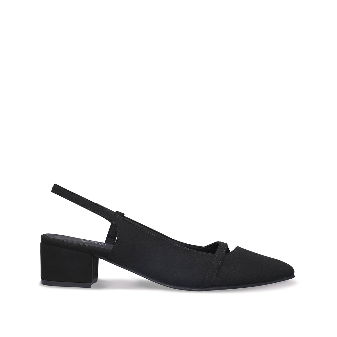 Escarpins femme noirs végans talon carré bride arrière pointu élégant confort