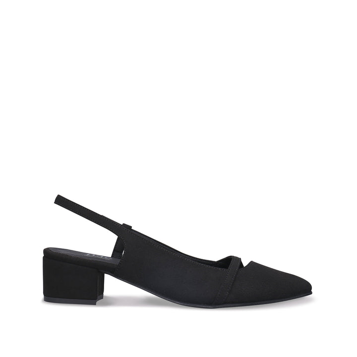 Escarpins femme noirs végans talon carré bride arrière pointu élégant confort