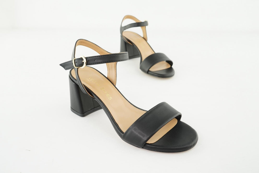 sandales à talons cuir vegan noir