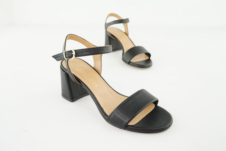 sandales à talons cuir vegan noir