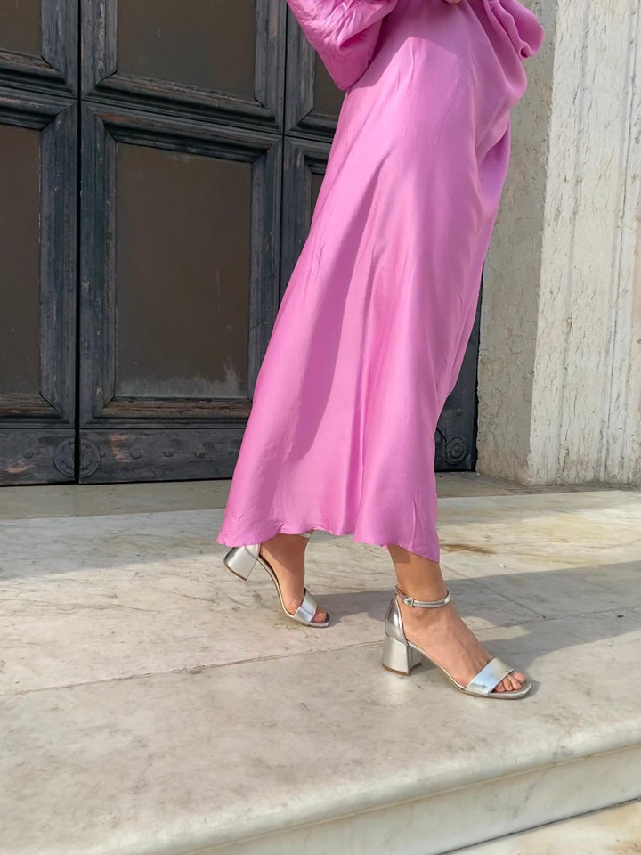 chaussures vegan à talon argentées
