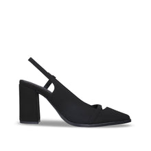 Load image into Gallery viewer, Escarpins femme noirs végans talons hauts bride arrière bout pointu élégants