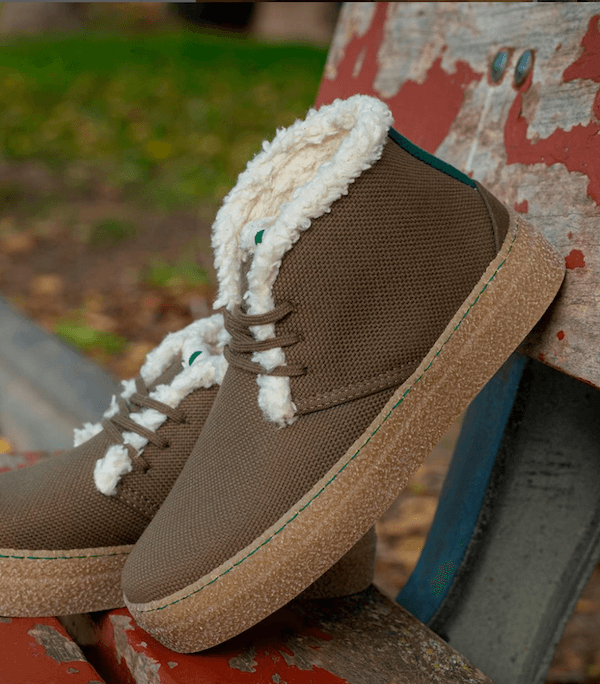 chaussures vegan chaudes fourrées couleur kaki
