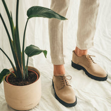 Charger l&#39;image dans la galerie, chaussure à lacets beige pour homme en daim vegan