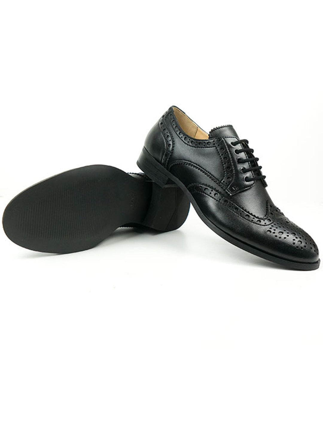 chaussures habillées style derbies avec motif brogues, couleur noire