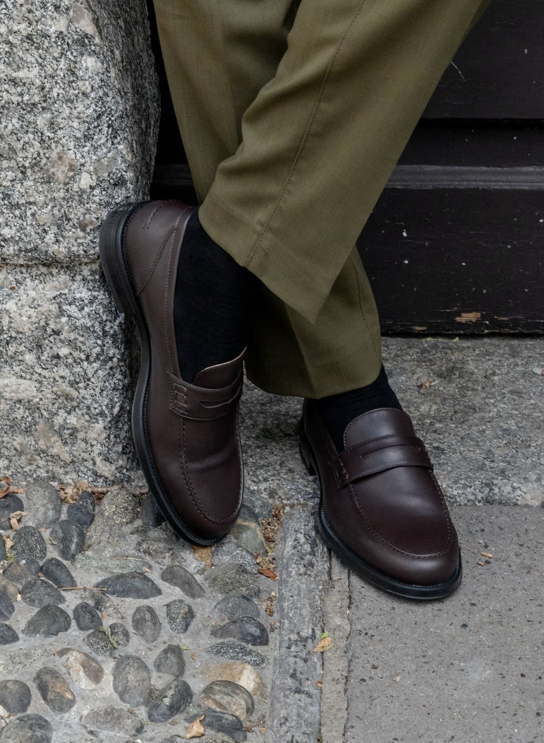 mocassins en cuir vegan marron pour homme
