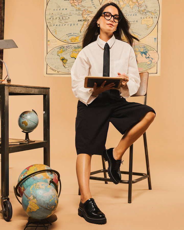 Chaussures de ville vegan à lacets de la marque Minuit sur Terre, modèle Edelweiss Noir d&