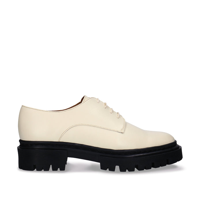 derbies vegan blanches semelle crantée chunky