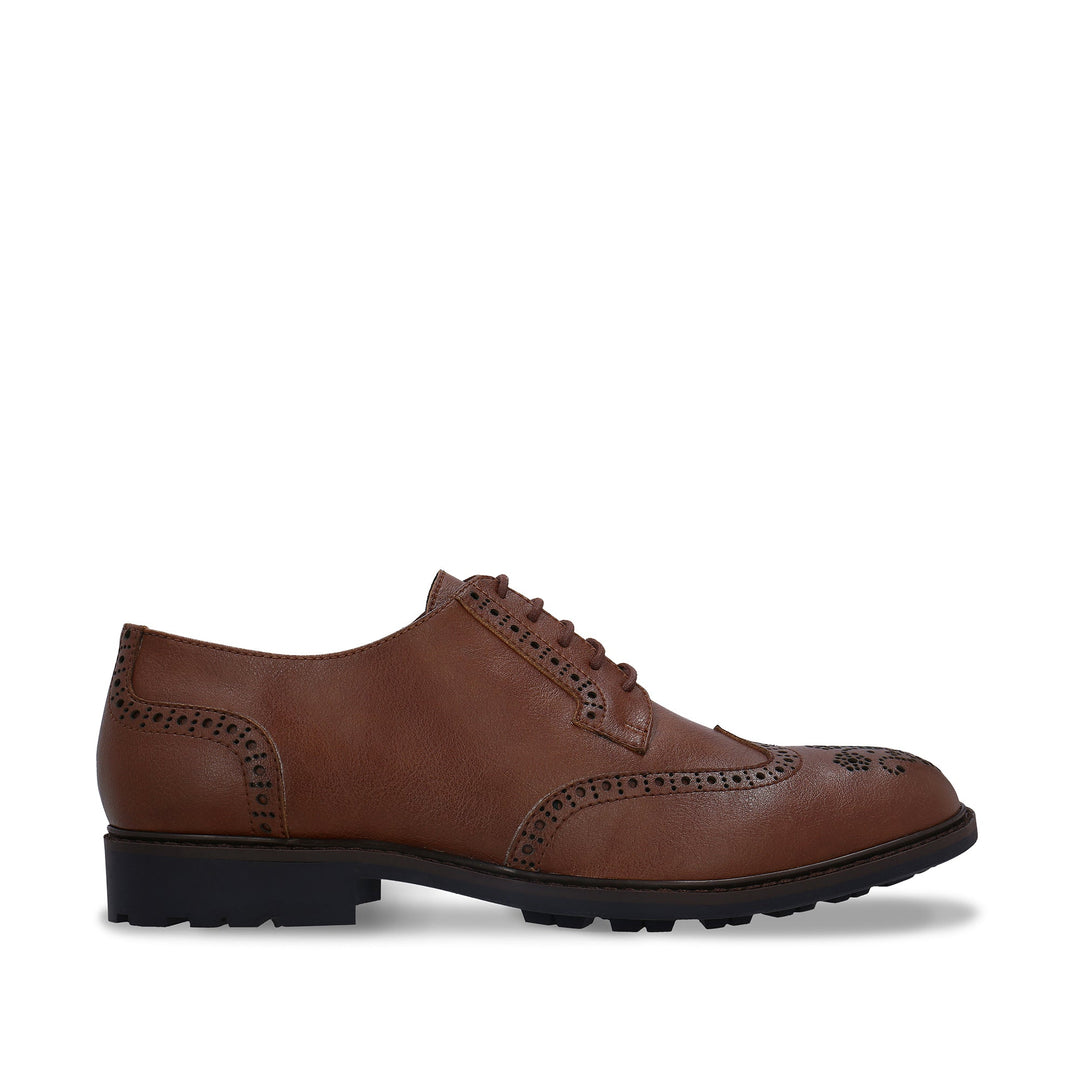Derbies vegan pour homme marron avec motifs brogues