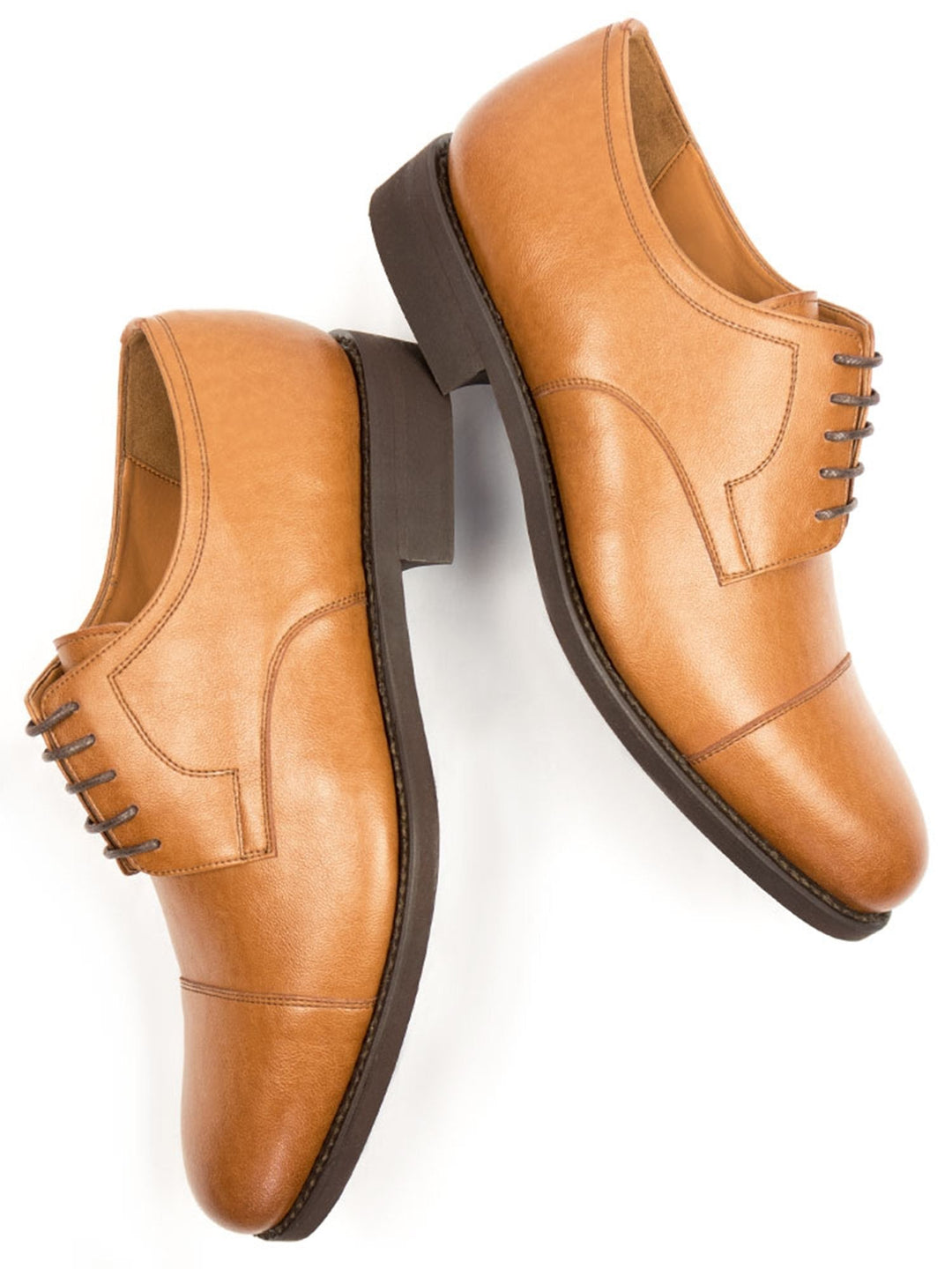 Derbies pour home en cuir vegan marron camel