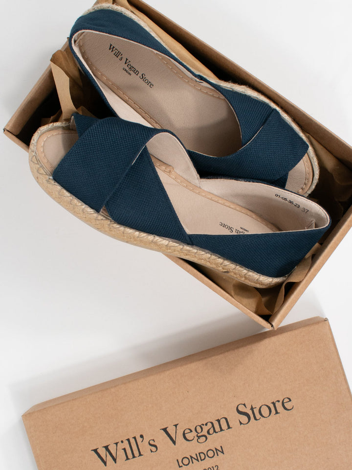 espadrilles vegan en toile recyclée bleu