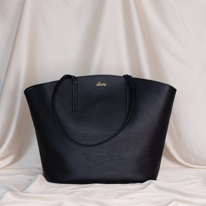 grand sac cabas noir en cuir vegan 