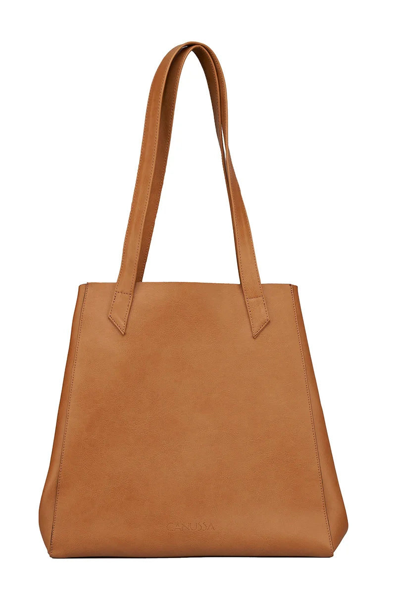 grand sac camel en cuir vegan