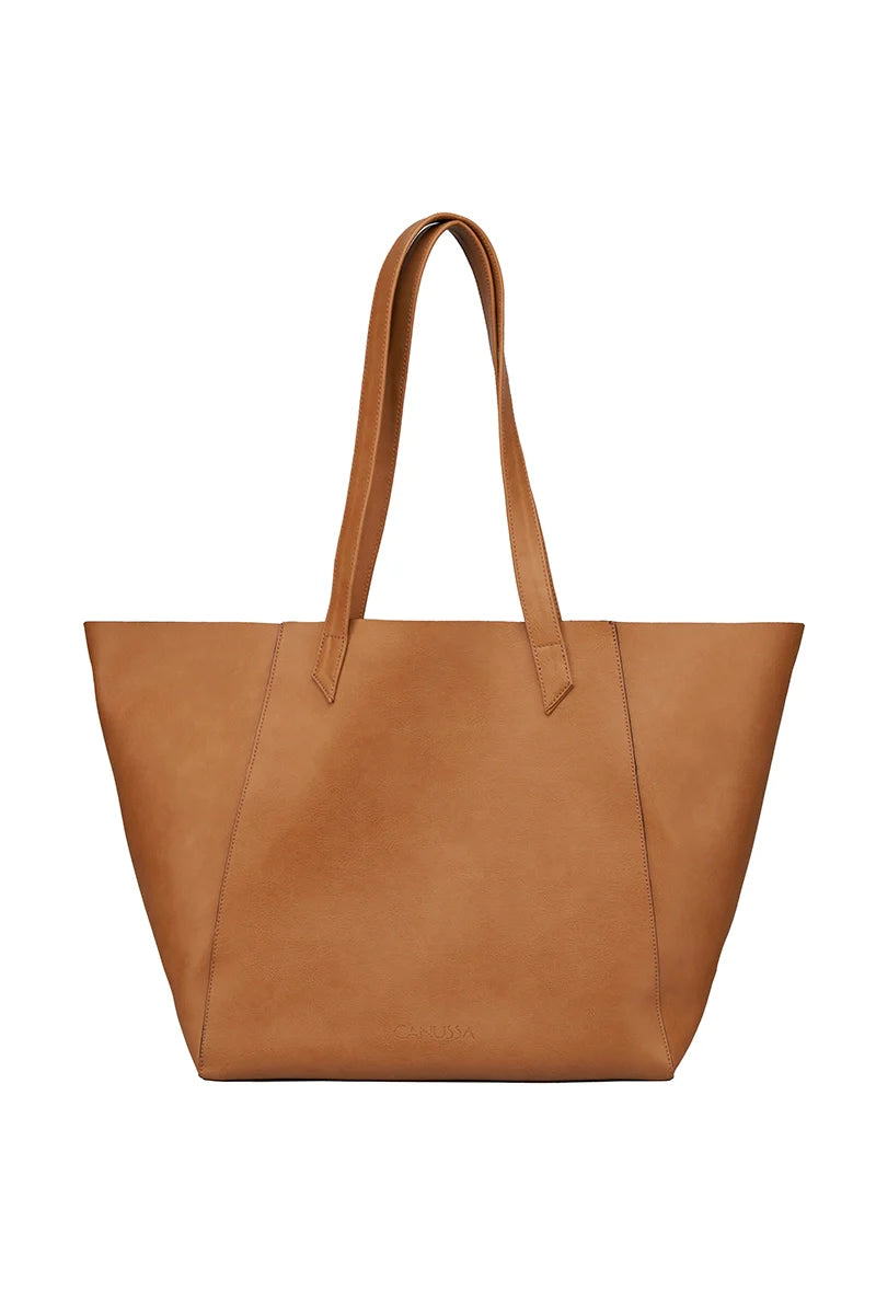 grand sac en cuir vegan camel
