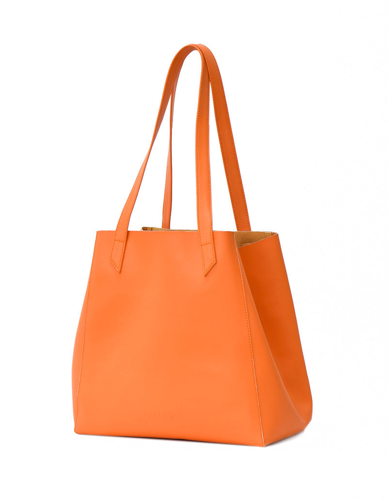 grand sac vegan cuir orange