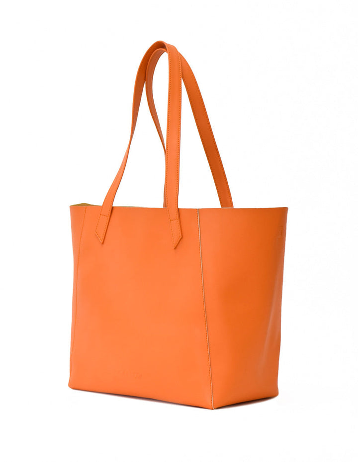 grand sac en cuir vegan orange