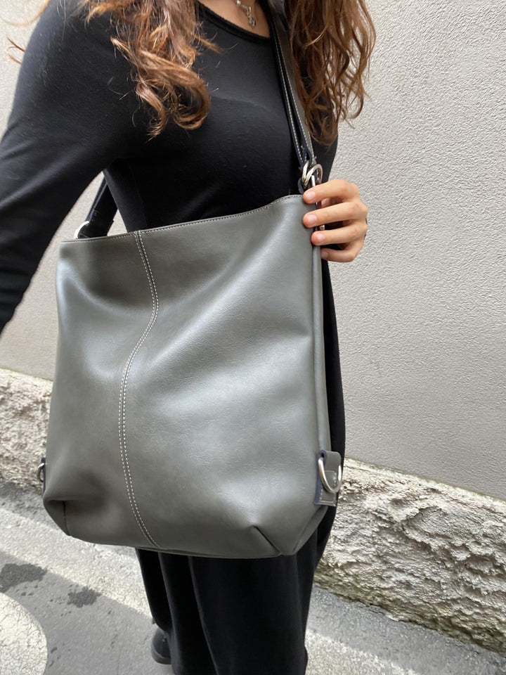 Grand sac vegan deux en un gris