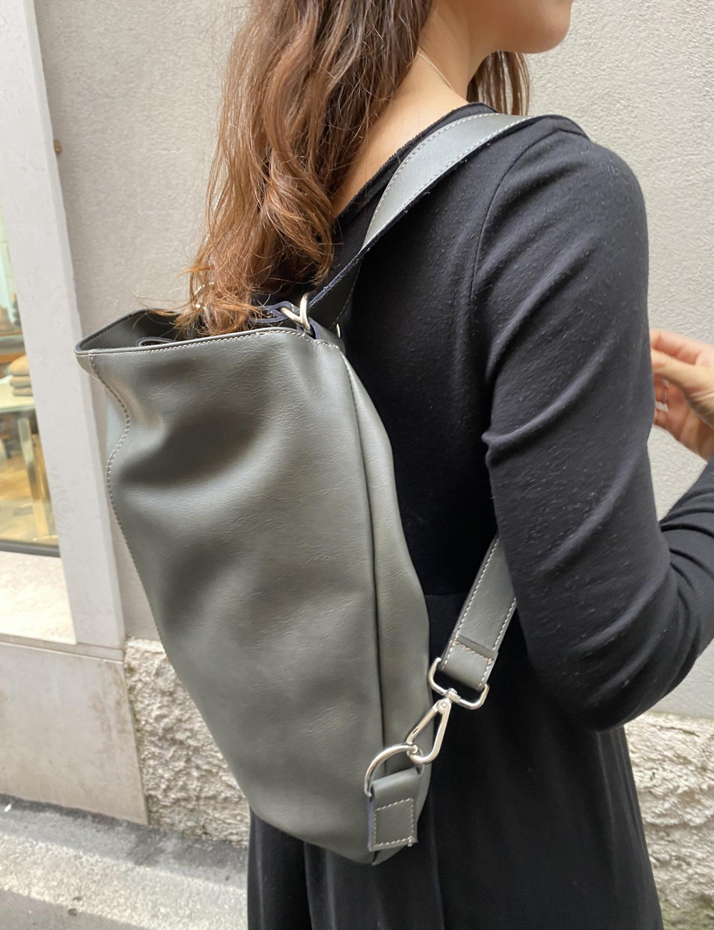 Grand sac vegan deux en un gris