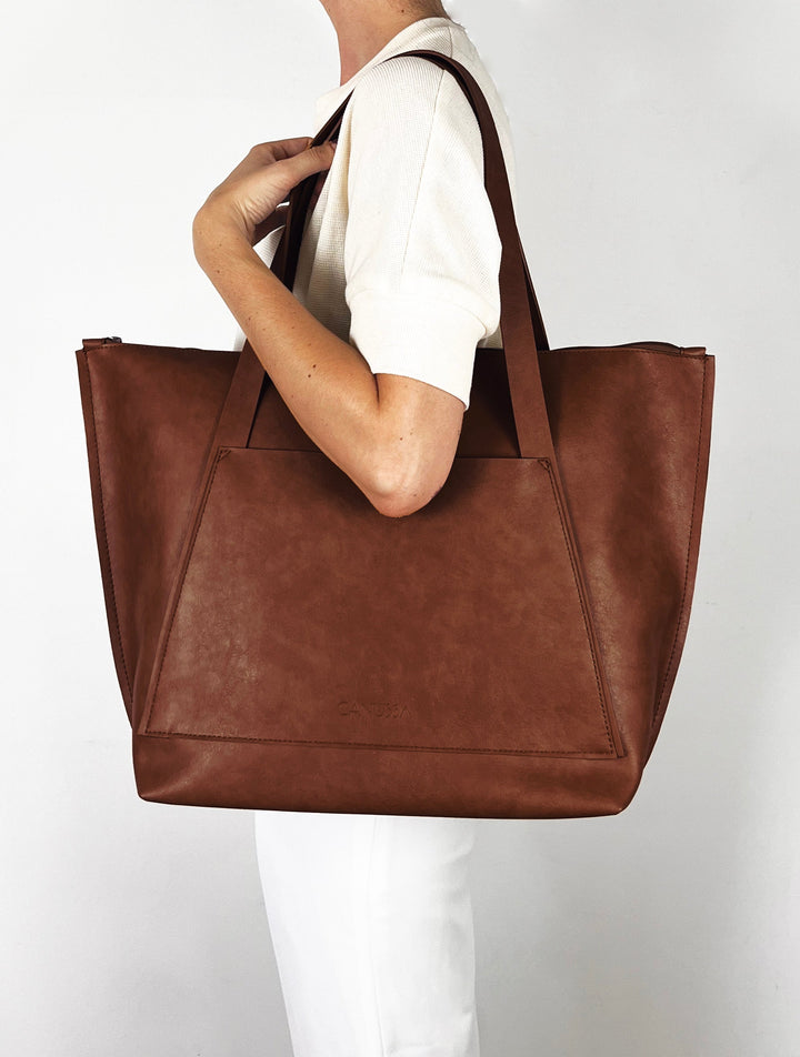 grand sac vegan marron