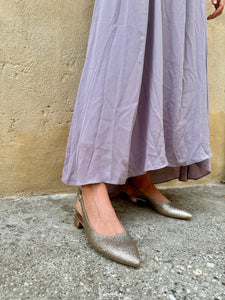 ballerines pointues ouvertes dorée à paillettes