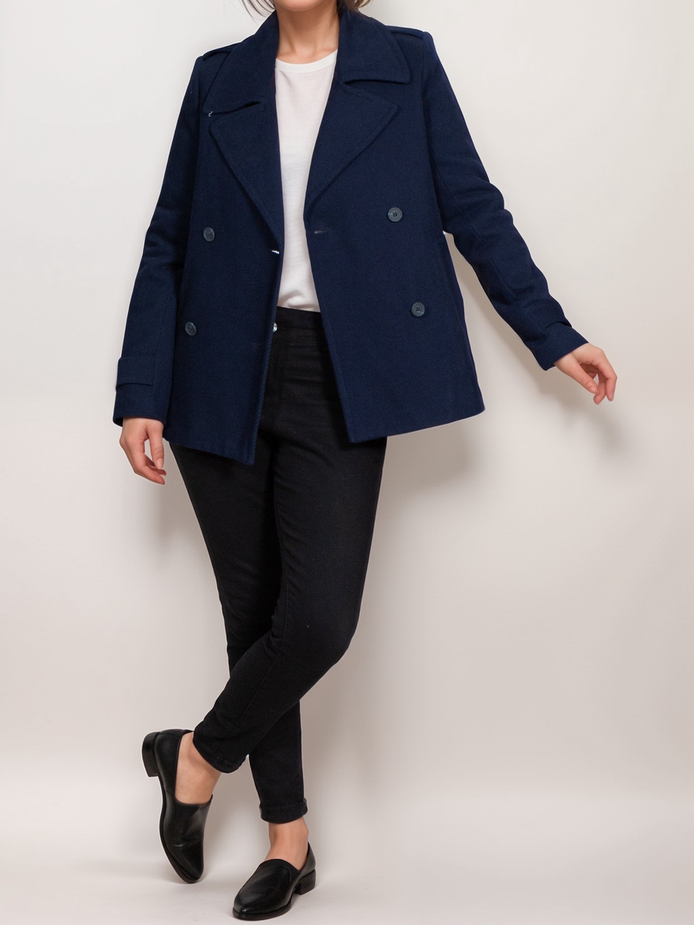manteau caban femme bleu marine