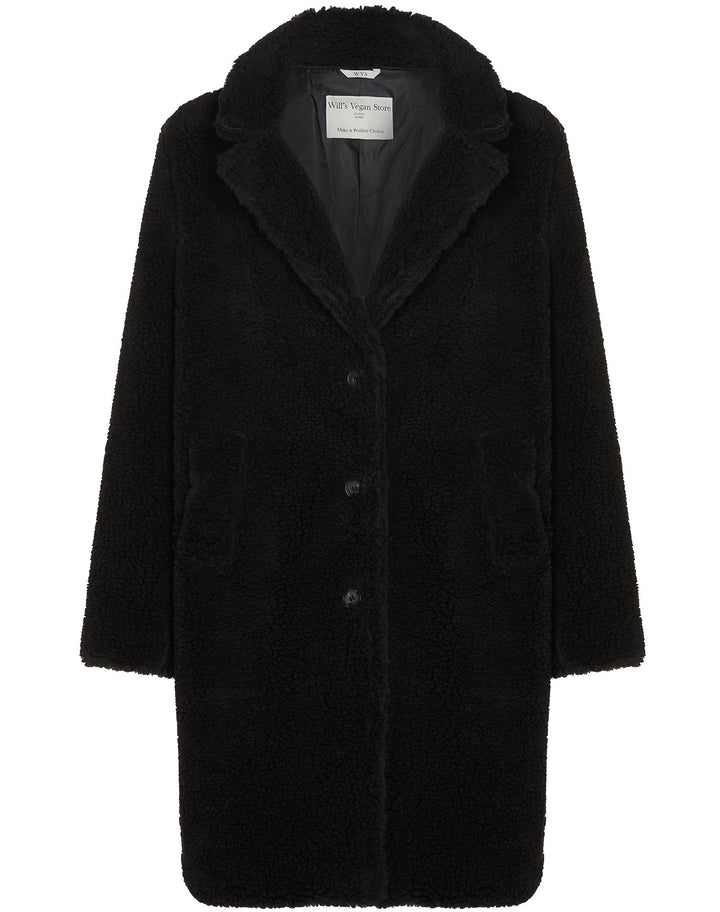 manteau teddy noir eco responsable
