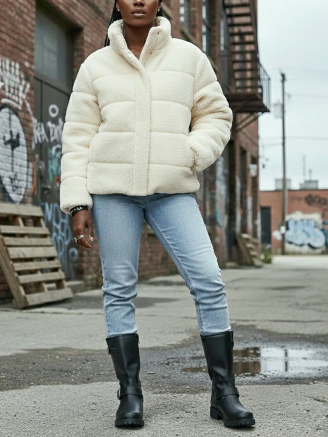 Recycelte Teddy-Pufferjacke