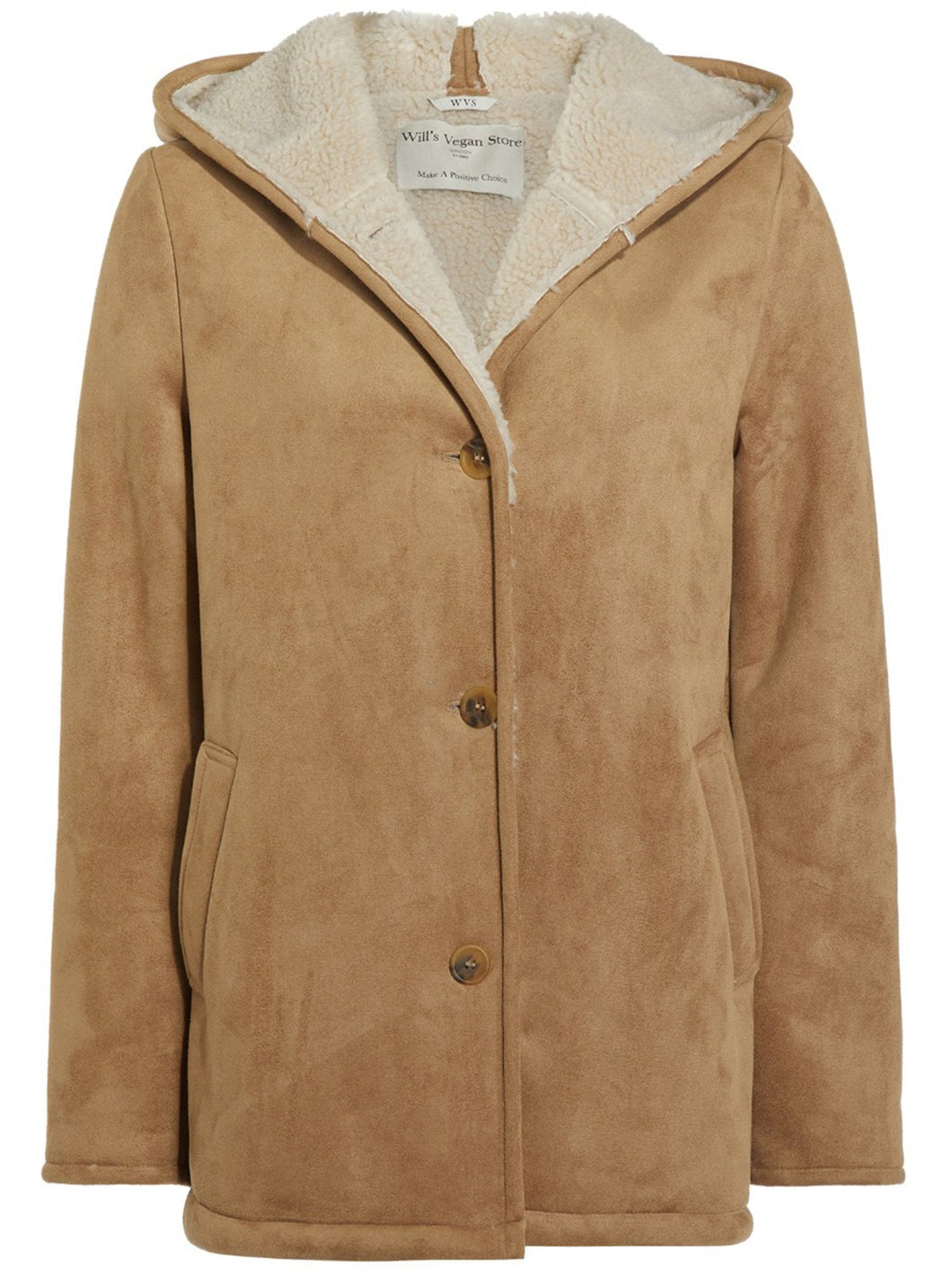 manteau daim vegan doublé shearling