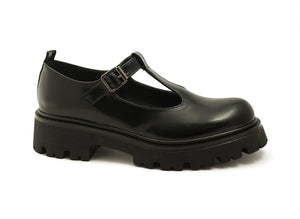 chaussures Mary Janes en cuir vegan noir vernis